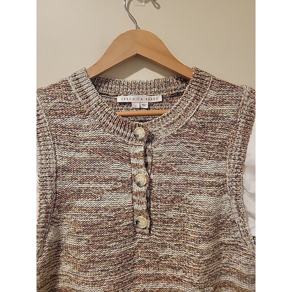 Veronica Beard Tahlea Mixed-Media Sweater in Army Multi Puff Sleeve Top Size M - Picture 4 of 10